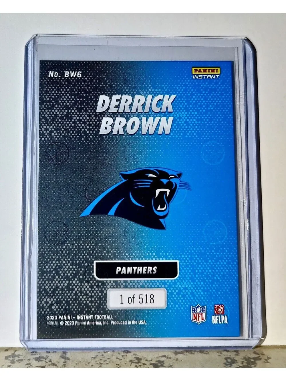 Derrick Brown 2020 Panini NFL #6 Black and White Rookies Card Panthers 1 of 518